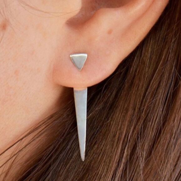 Sterling Silver Double Triangle Ear Jacket - Picture 1 of 9